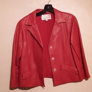 Red leather women's jacket